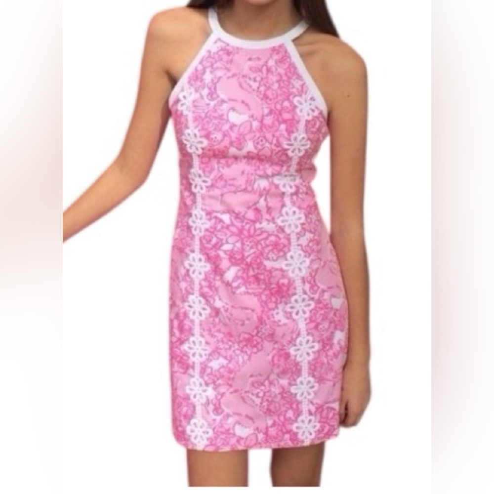 Pink Floral Halter Dress